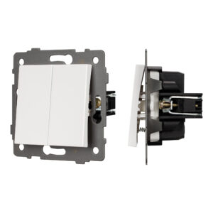 Механизм выключателя двухклавишный самовозвратный SWT-MKR2-PL-WH-V (250V, 10A) (Arlight, -)