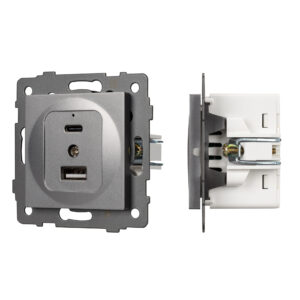 Механизм USB розетки SCT-MUAC-PL-GR-V (5V, 3A, QC4) (Arlight, -)