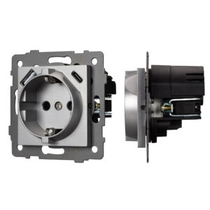 Механизм розетки с USB зарядкой SCT-MUAC-PL-GR-V (250V, 16A) (Arlight, -)