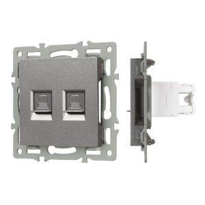 Механизм компьютерной розетки двойной SCT-MPC2-PL-GR (RJ-45, CAT6) (Arlight, -)