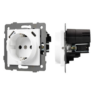 Механизм розетки с быстрой USB зарядкой SCT-MUAC-PL-WH-V (250V, 16A) (Arlight, -)