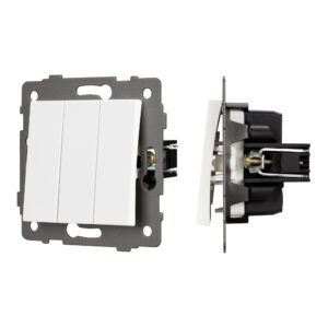 Механизм выключателя трехклавишный непроходной SWT-MK03-PL-WH-V (250V, 10A) (Arlight, -)