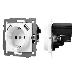 Механизм розетки с USB зарядкой SCT-MUAA-PL-WH-V (250V, 16A) (Arlight, -)