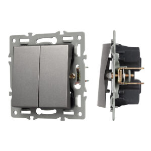 Механизм выключателя двухклавишный проходной SWT-MKP2-PL-GR (250V, 16A) (Arlight, -)
