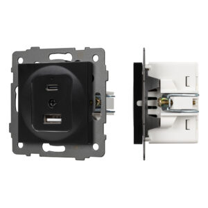 Механизм USB розетки SCT-MUAC-PL-BK-V (5V, 3A, QC4) (Arlight, -)