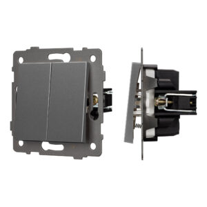 Механизм выключателя двухклавишный самовозвратный SWT-MKR2-PL-GR-V (250V, 10A) (Arlight, -)